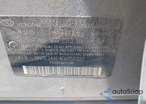 2015 Hyundai Sonata Limited из США, поврежденный, VIN 5NPE34AF4FH252322